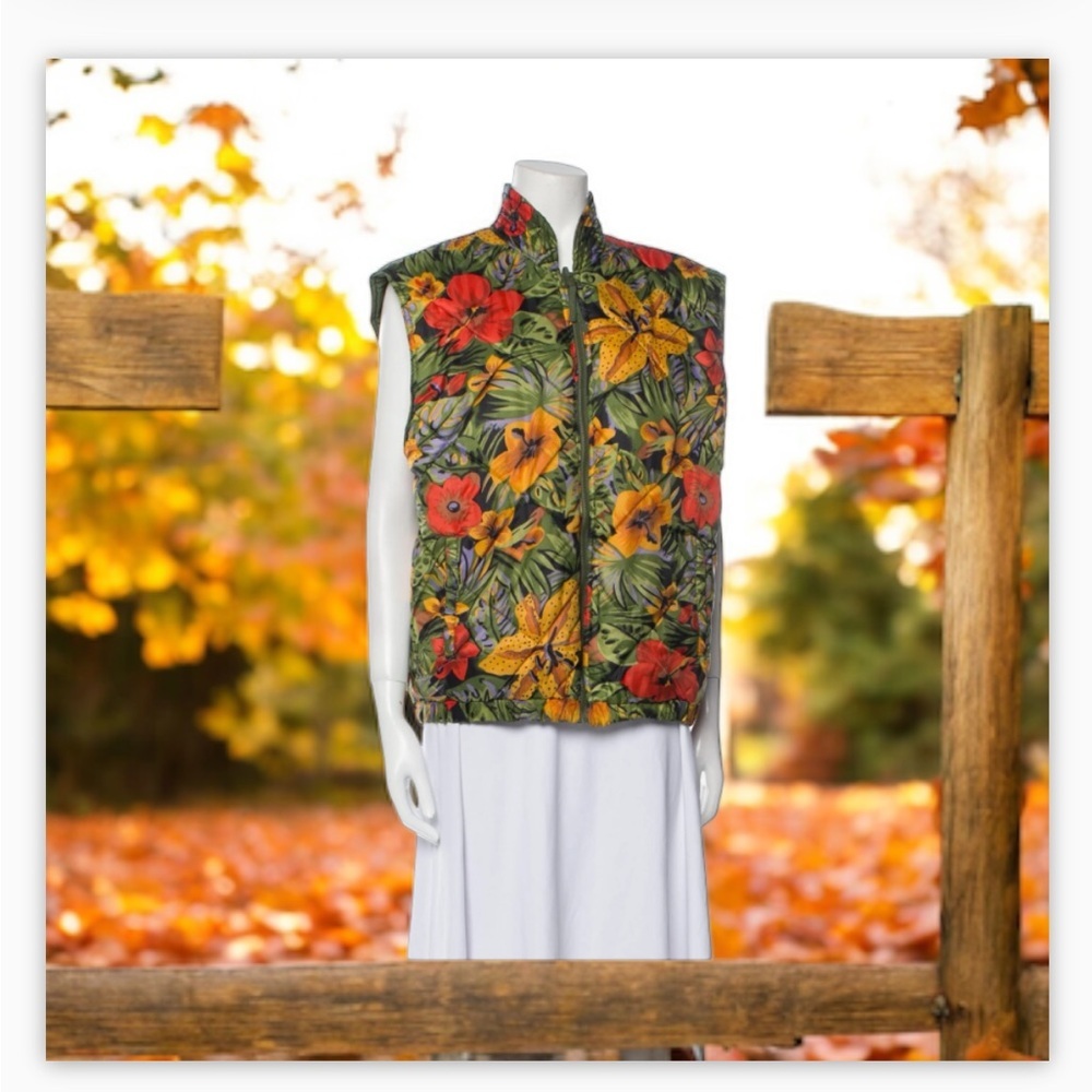 VTG Donnybrook Floral Quilted Puffer Vest Jacket S Rare!